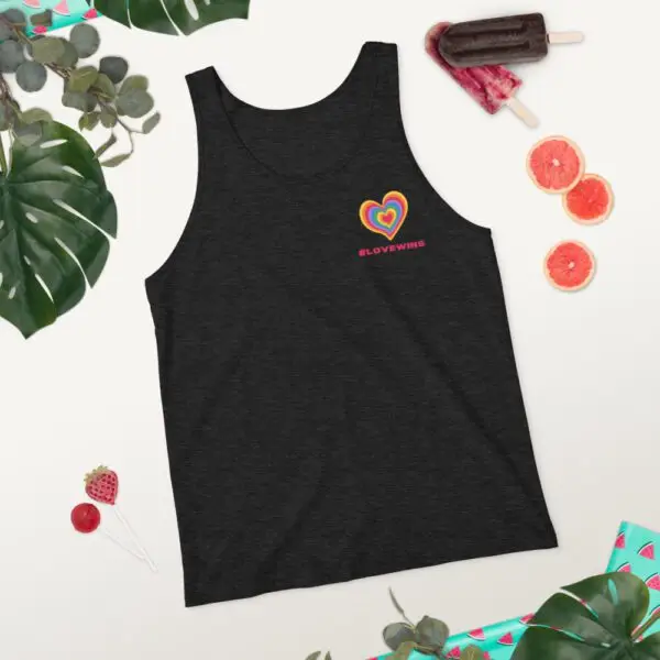 Love Wins Heart LGBTQIA Pride Unisex Tank Top - Image 6