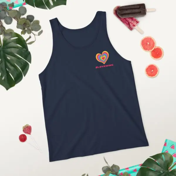Love Wins Heart LGBTQIA Pride Unisex Tank Top - Image 5