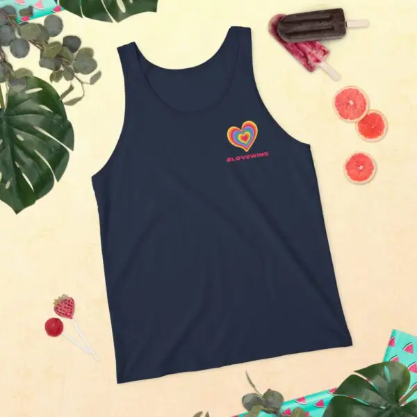 Love Wins Heart LGBTQIA Pride Unisex Tank Top - Image 4
