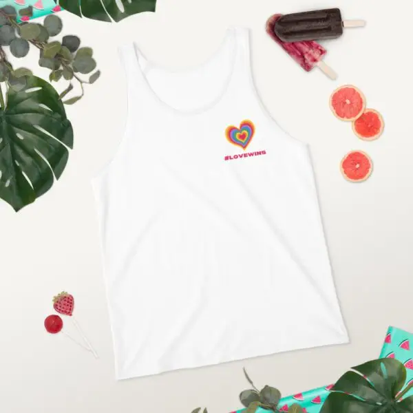 Love Wins Heart LGBTQIA Pride Unisex Tank Top - Image 10