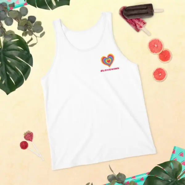 Love Wins Heart LGBTQIA Pride Unisex Tank Top - Image 9