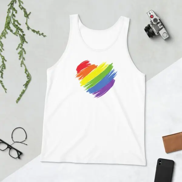Rainbow Heart LGBTQIA Pride Unisex Tank Top - Image 6