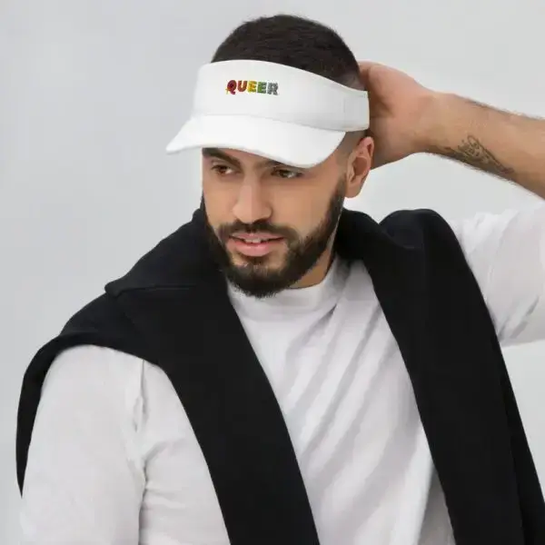 Embroidered Queer LGBTQIA Pride Visor - Image 3