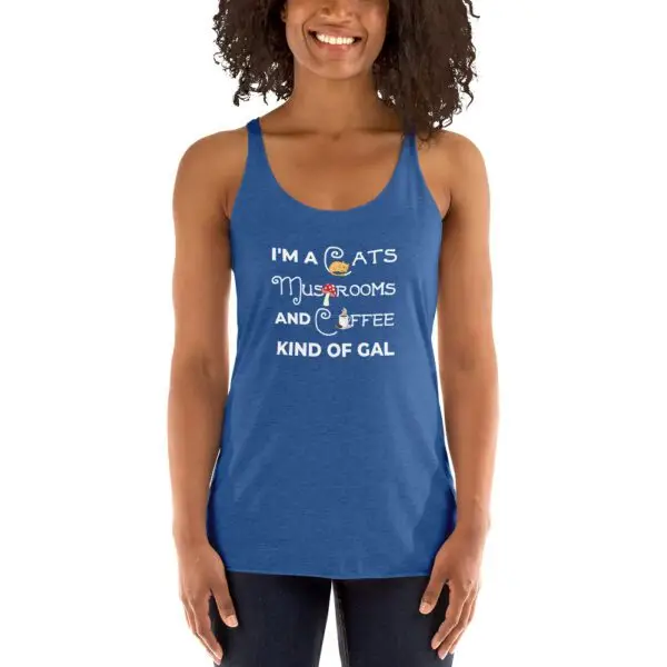 Cats, Mushrooms, Coffee Kinda Gal Women's Racerback Tank - Image 8