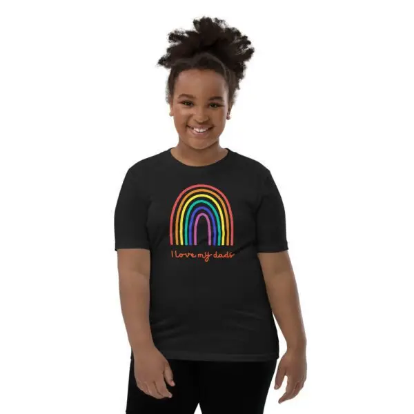 I Love My Dads LGBTQIA Pride Youth Short Sleeve T-Shirt - Image 2