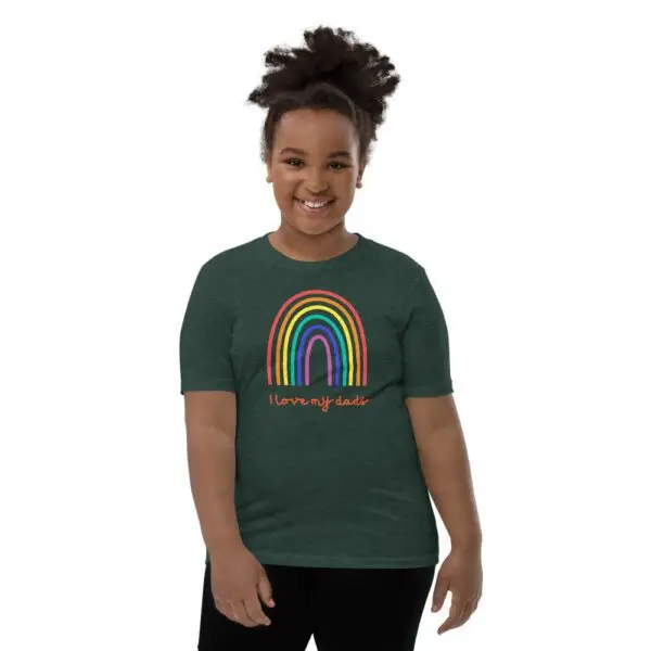 I Love My Dads LGBTQIA Pride Youth Short Sleeve T-Shirt - Image 8