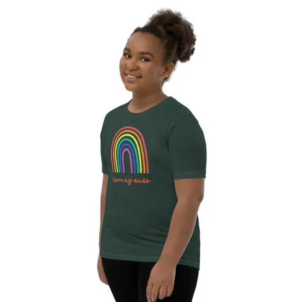 I Love My Dads LGBTQIA Pride Youth Short Sleeve T-Shirt - Image 9