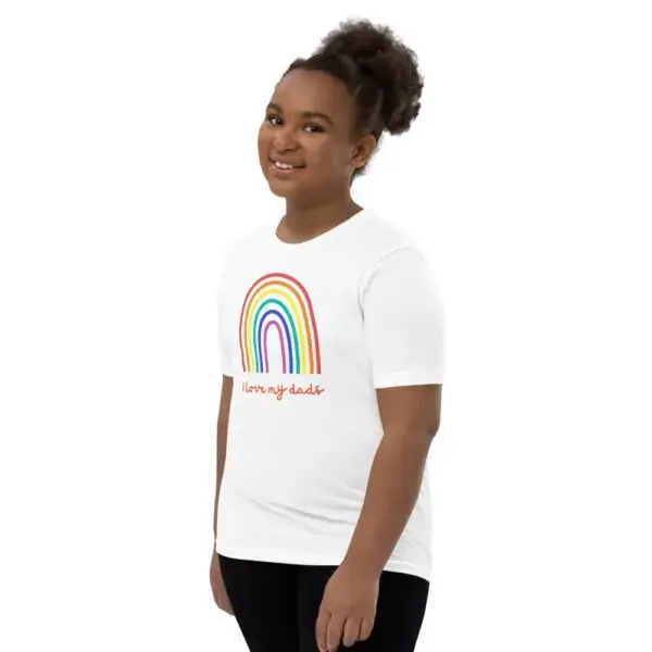 I Love My Dads LGBTQIA Pride Youth Short Sleeve T-Shirt - Image 14