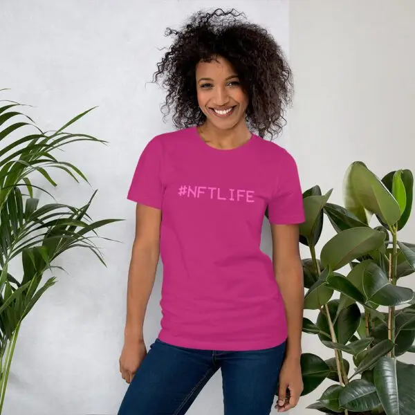 #NFTLife Pink Text Short-Sleeve Unisex T-Shirt - Image 6