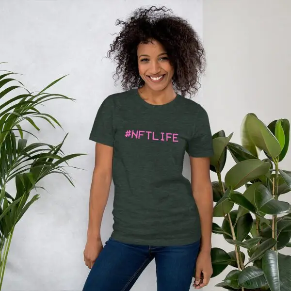 #NFTLife Pink Text Short-Sleeve Unisex T-Shirt - Image 4