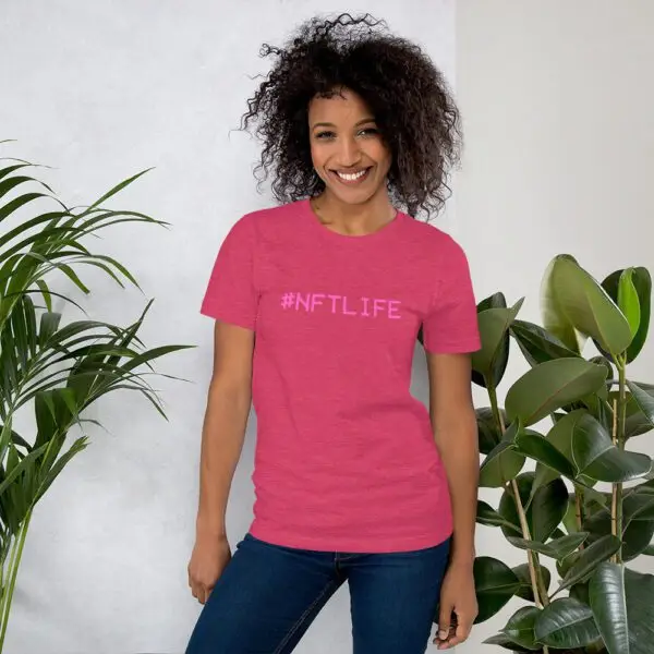 #NFTLife Pink Text Short-Sleeve Unisex T-Shirt - Image 7