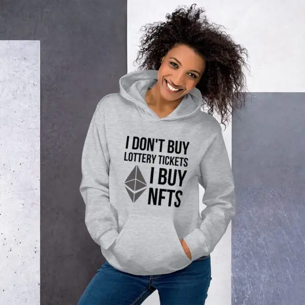 I don't buy lottery tickets, I buy NFTs Dark Unisex Hoodie - Image 2