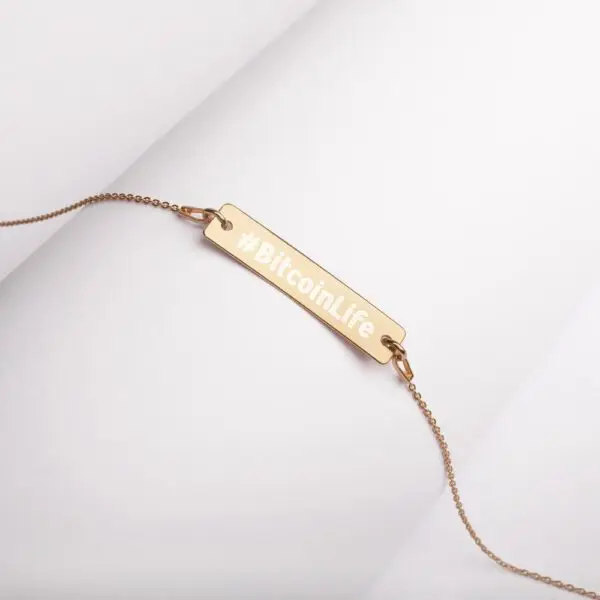 #BitcoinLife Engraved Silver Bar Chain Necklace - Image 8