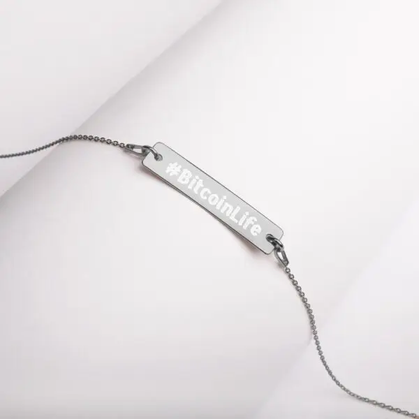 #BitcoinLife Engraved Silver Bar Chain Necklace - Image 2