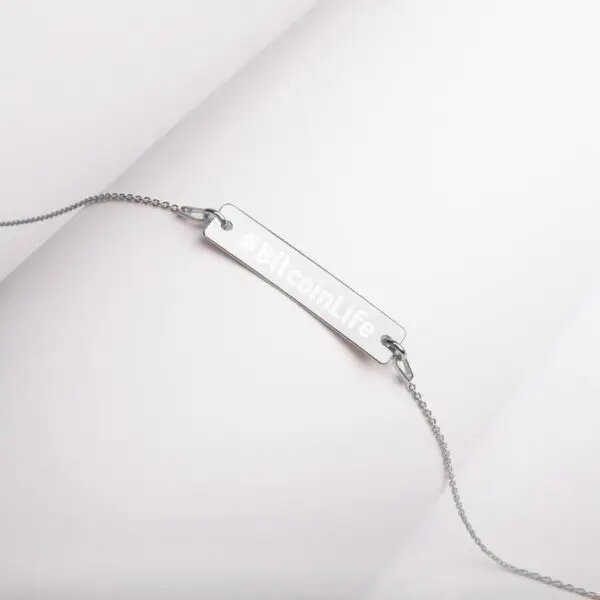 #BitcoinLife Engraved Silver Bar Chain Necklace - Image 11