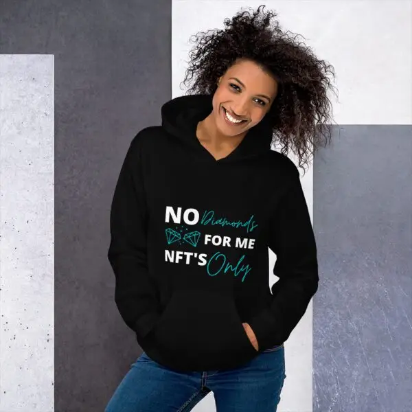 No Diamonds For Me NFTs Only Dark Unisex Hoodie - Image 2