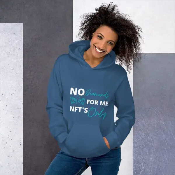 No Diamonds For Me NFTs Only Dark Unisex Hoodie - Image 5