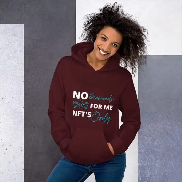No Diamonds For Me NFTs Only Dark Unisex Hoodie - Image 3