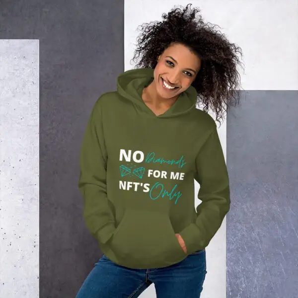 No Diamonds For Me NFTs Only Dark Unisex Hoodie - Image 6