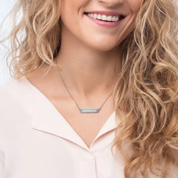 #HodleLife Engraved Silver Bar Chain Necklace - Image 2