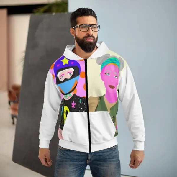 Dual Customizable NFT AOP Unisex Zip Hoodie