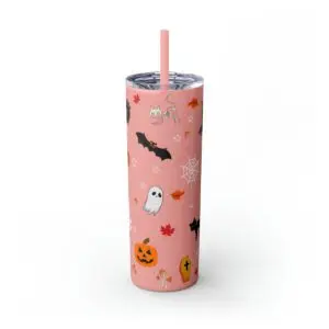 Midnight Magic Halloween Skinny Tumbler with Straw, 20oz