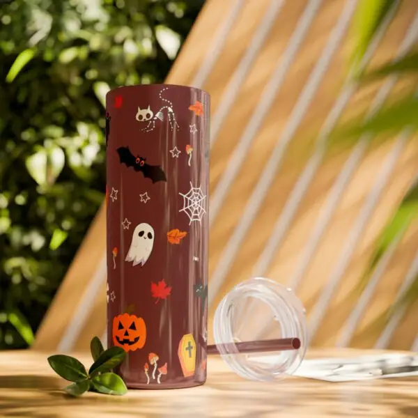 Midnight Magic Halloween Skinny Tumbler with Straw, 20oz - Image 54