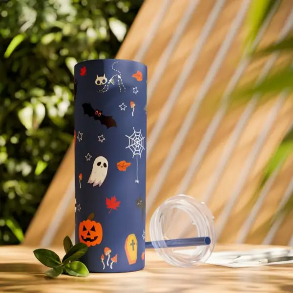 Midnight Magic Halloween Skinny Tumbler with Straw, 20oz - Image 18