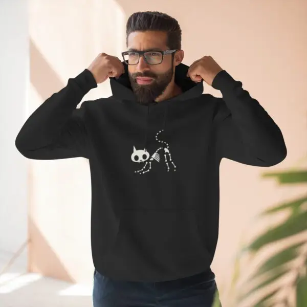 Bony Whiskers Skeleton Kitty Unisex Premium Pullover Hoodie - Image 5