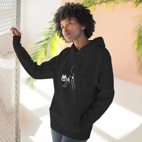 Bony Whiskers Skeleton Kitty Unisex Premium Pullover Hoodie - Image 6