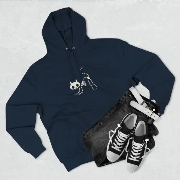 Bony Whiskers Skeleton Kitty Unisex Premium Pullover Hoodie - Image 33