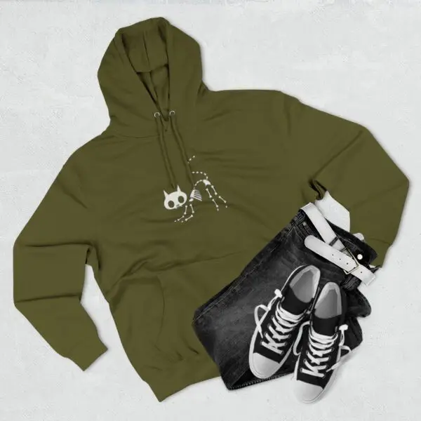 Bony Whiskers Skeleton Kitty Unisex Premium Pullover Hoodie - Image 21