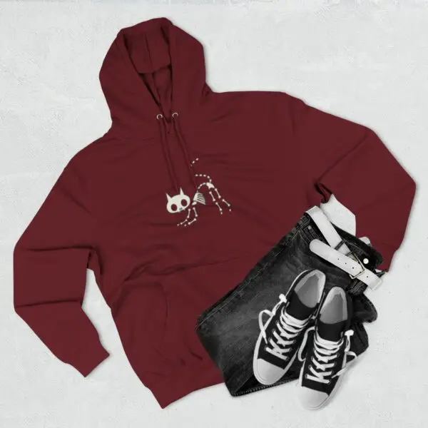 Bony Whiskers Skeleton Kitty Unisex Premium Pullover Hoodie - Image 45