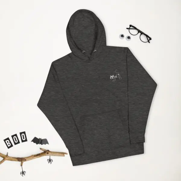 Bony Whiskers Skeleton Kitty Embroidered Unisex Hoodie - Image 8