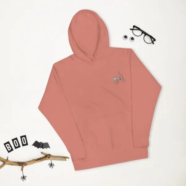 Bony Whiskers Skeleton Kitty Embroidered Unisex Hoodie - Image 18