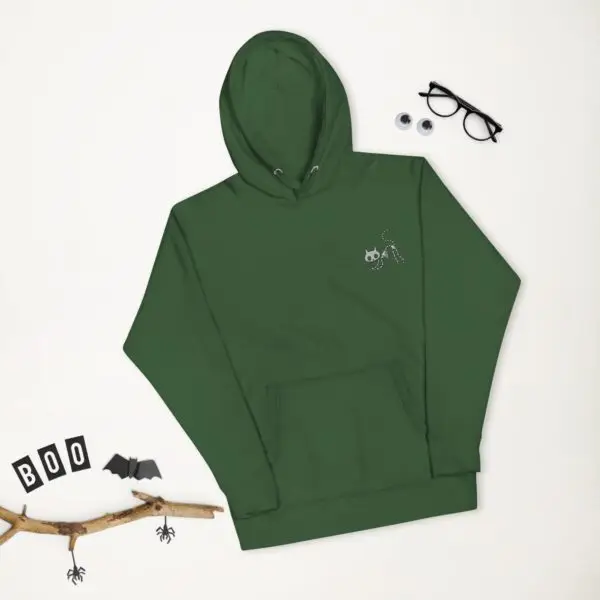 Bony Whiskers Skeleton Kitty Embroidered Unisex Hoodie - Image 14