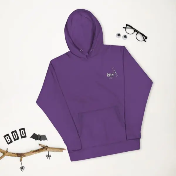 Bony Whiskers Skeleton Kitty Embroidered Unisex Hoodie - Image 12