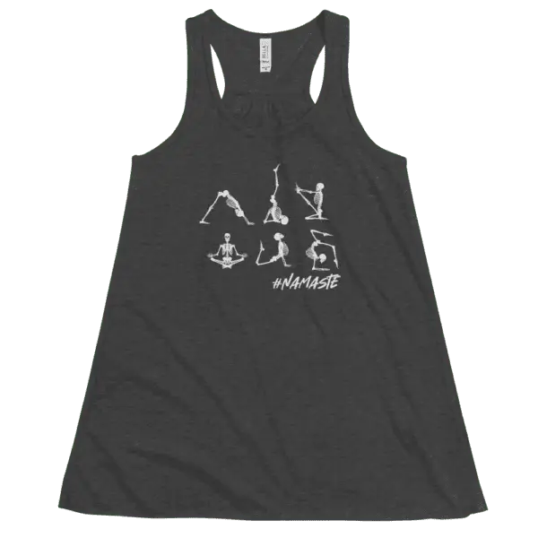 "Skeleton Tranquility" Yoga Namaste Women's Flowy Racerback Tank - Image 2