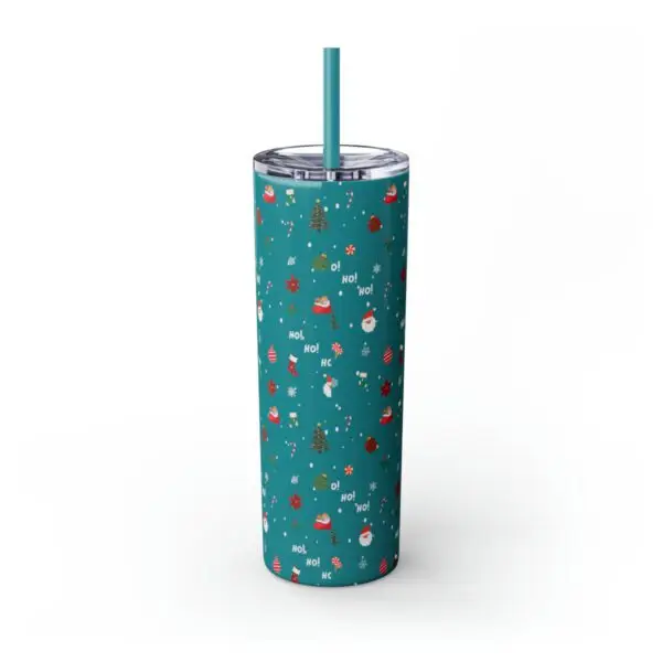 Festive Elegance Skinny Christmas Tumbler with Straw, 20oz - Image 12