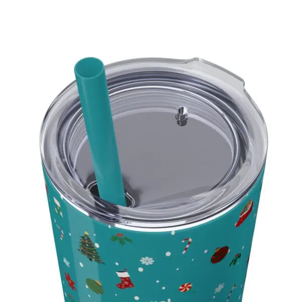 Festive Elegance Skinny Christmas Tumbler with Straw, 20oz - Image 16
