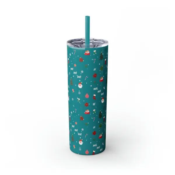 Festive Elegance Skinny Christmas Tumbler with Straw, 20oz - Image 10