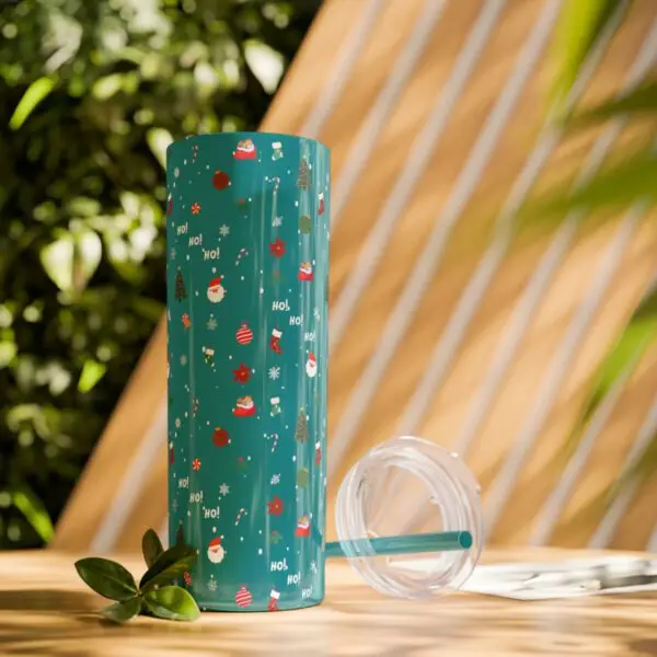 Festive Elegance Skinny Christmas Tumbler with Straw, 20oz - Image 18