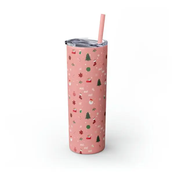 Festive Elegance Skinny Christmas Tumbler with Straw, 20oz - Image 2