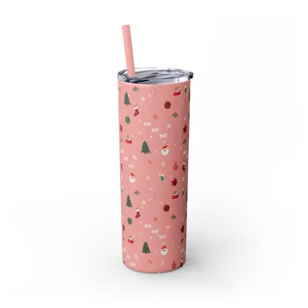 Festive Elegance Skinny Christmas Tumbler with Straw, 20oz - Image 4