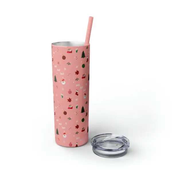Festive Elegance Skinny Christmas Tumbler with Straw, 20oz - Image 6