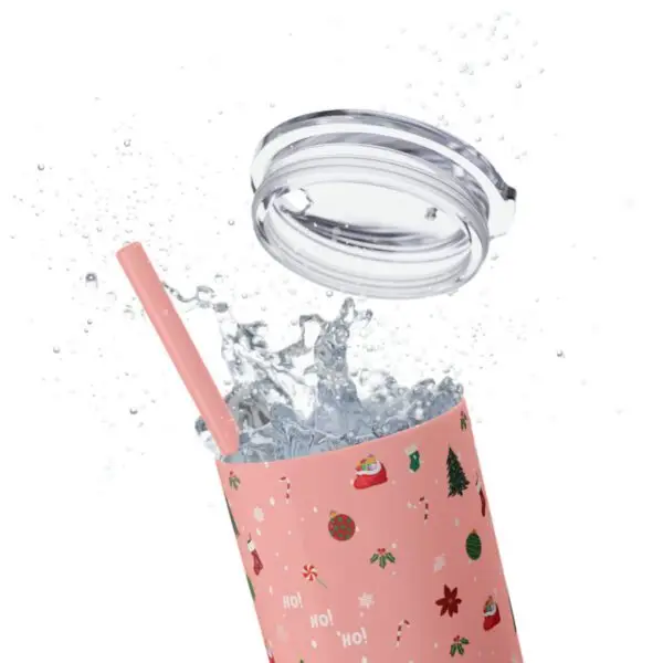 Festive Elegance Skinny Christmas Tumbler with Straw, 20oz - Image 8