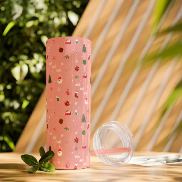 Festive Elegance Skinny Christmas Tumbler with Straw, 20oz - Image 9
