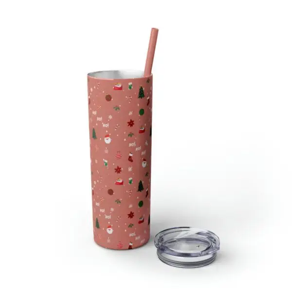 Festive Elegance Skinny Christmas Tumbler with Straw, 20oz - Image 33