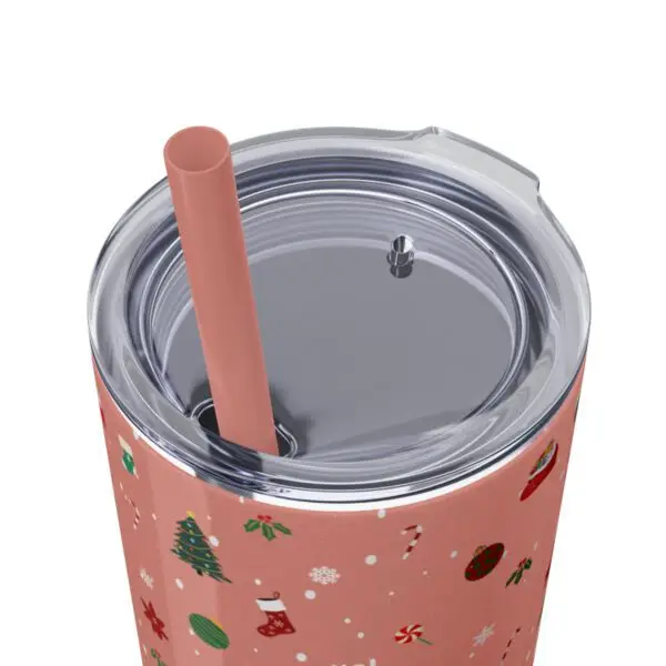 Festive Elegance Skinny Christmas Tumbler with Straw, 20oz - Image 34