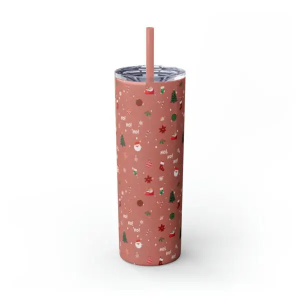 Festive Elegance Skinny Christmas Tumbler with Straw, 20oz - Image 28